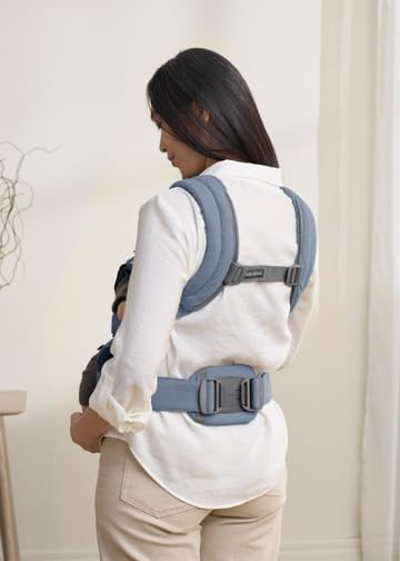 BabyBjörn Baby Carrier Harmony, Woven mélange, Blue | 3-in-1 Ergonomic Baby Carrier; Newborn, Facing-in, Outward-Facing, and Back Carrying Positions Supported (7-40 lbs), Newborn to Toddler