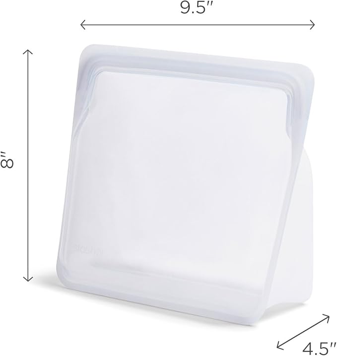 Stasher Premium Silicone Reusable Food Storage Stand-Up Bag Mega, Green, Microwave, Sous Vide, Dishwasher, Oven and Freezer Safe, BPA Free, Leak-free, Eco-friendly, 104 Oz