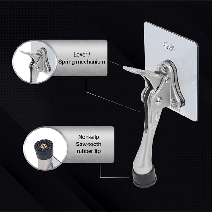 One-Touch Doorstop Adhesive Bracket (Satin Nickel, 4inch x 1pack)