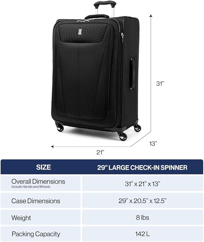 Travelpro Maxlite 5 Softside Expandable Checked Luggage with Spinner Wheels, Lightweight, 29-Inch — Forest Green