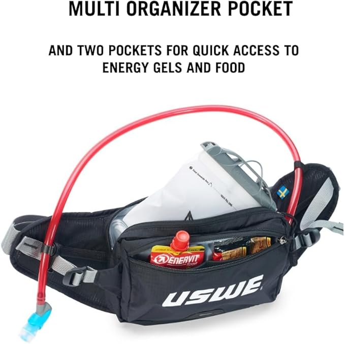 USWE Zulo Hydration Hip Pack - with Organizer and Side Pockets, Bounce Free Hip Belt (Crazy Yellow, 2L)