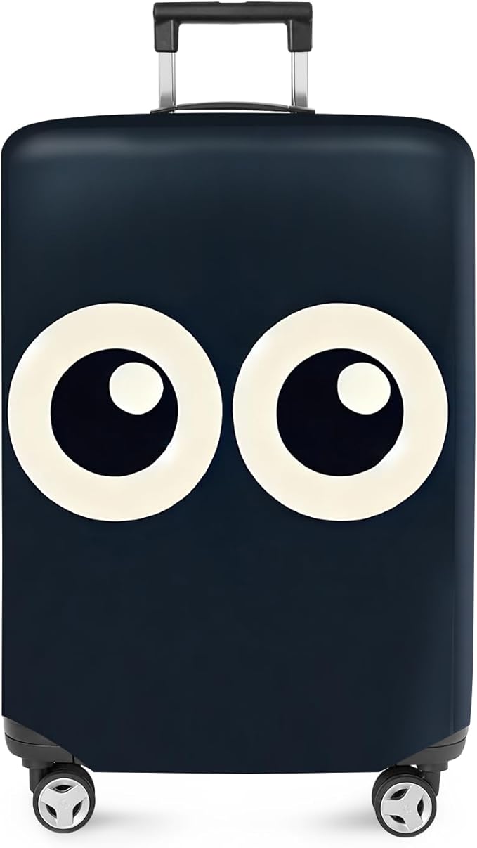 ANNA QUEEN Navy Blue Cartoon Eyes Luggage Cover, Funny Suitcase Protector for 28-30 Inch Luggage, Stretchable & Washable Travel Cover, Cute, Durable & Easy to Spot