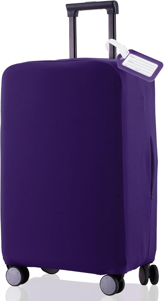 Travel Luggage Cover Suitcase Protector Scratch-Resistant Fit 19-31 Inch Suitcase, Not Included Suitcase (Purple, S(19-21 inch))