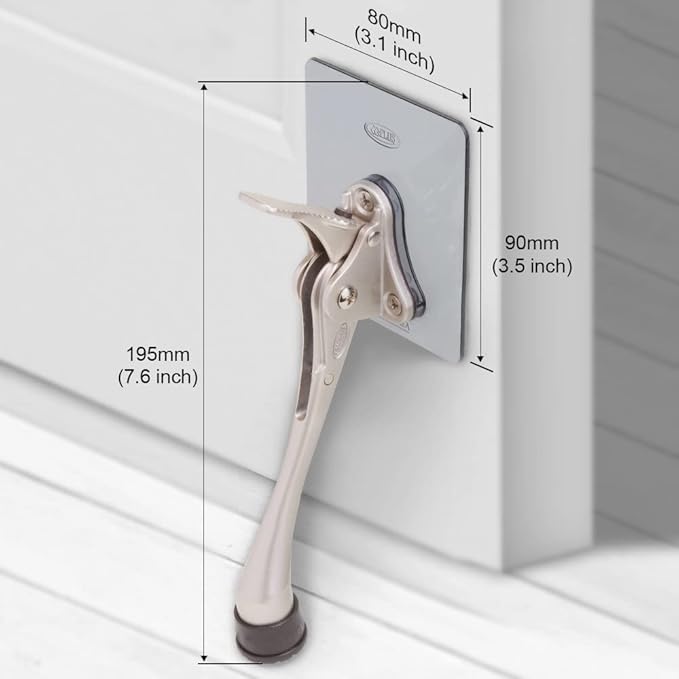 One-Touch Doorstop Adhesive Bracket (Black, 6inch x 1pack)