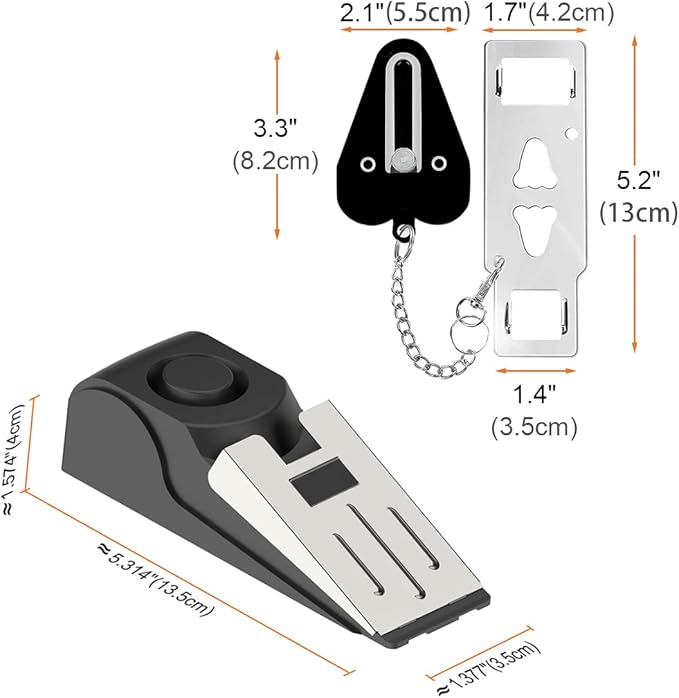 2 Packs Portable Door Stop Alarm & Door Lock, Upgraded Home Security Door Locker Devices Pocket Door Stopper Self Defensey Tools for Hotel Travel Home Apartment House