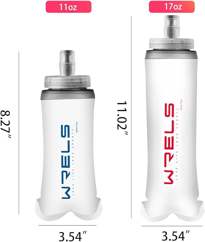 Soft Flasks Soft Running Water Flask Collapsible Soft Water Bottles Small BPA-Free for Sports Hiking Hydration Pack 500 ml/17oz，300 ml/10oz（2pack-500ml,blue）