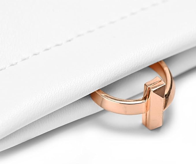 PU Leather Jewelry Travel Bag Leather Jewelry Pouch Christmas,Wedding Party Favor Gift Bag (S, Pearl White)