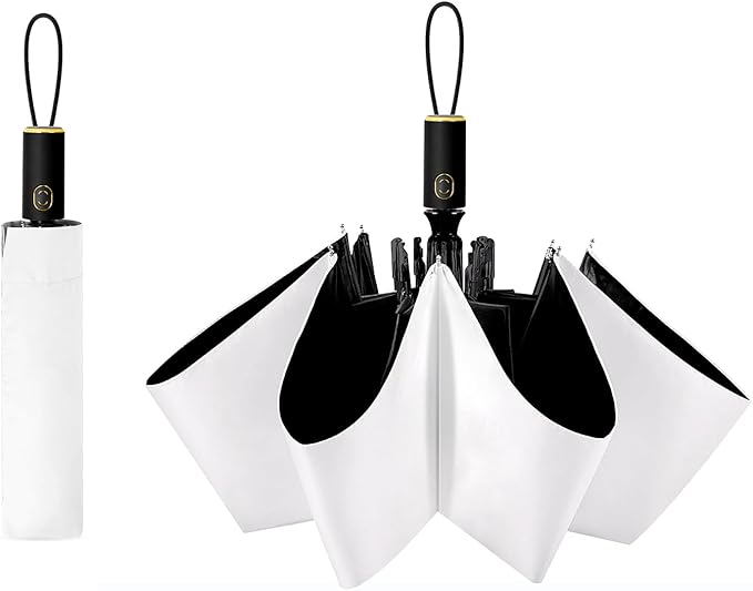 Cuby UV Sun Umbrella Compact Folding Umbrella lightweight Portable Manual Travel Umbrella for Rainproof & 99% UV Protection with Black Anti-UV Coating