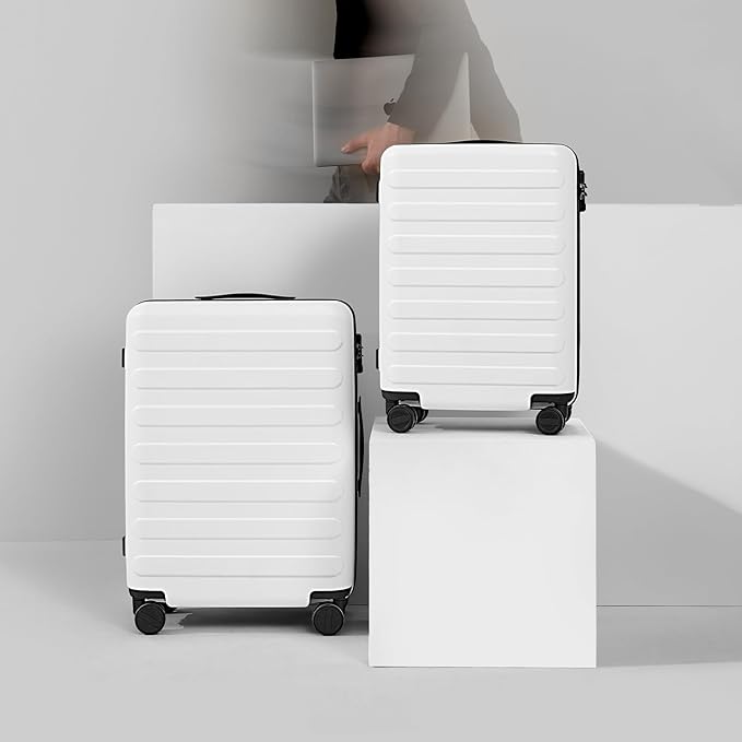 Carry on Luggage 22 X 14 X 9 Airline Approved, 20 Inch Luggage for 3-5 Days Travel, Double Spinner Wheels, 100% Hardshell PC, TSA Lock (05-Lily White (Basic), Carry-On 20-Inch)