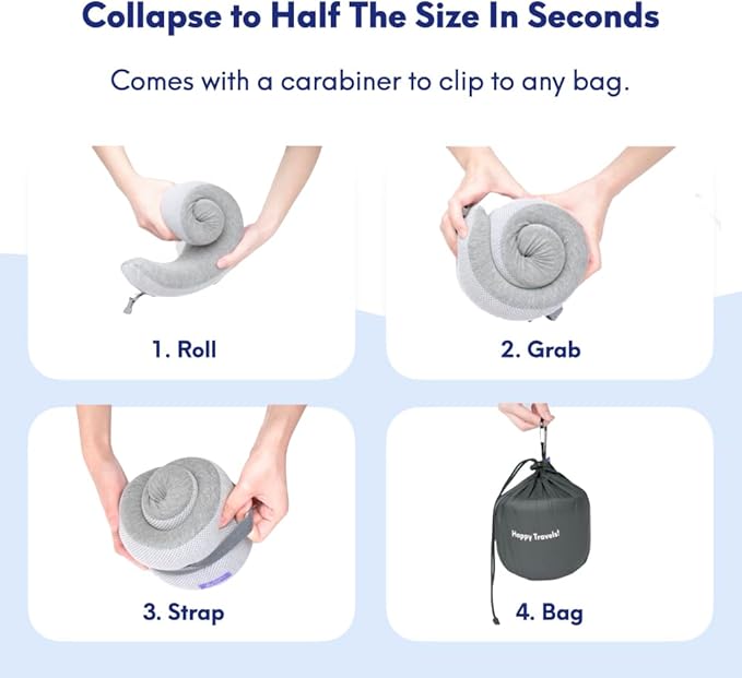 C CUSHION LAB Travel Pillow, Award-Winning Patented Ergonomic Design for Chin & Neck Support Memory Foam Neck Pillow, Compact Airplane Pillow for Traveling, Flight, Car (Dynamic Orange, Medium)