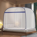 Pop-Up Mosquito Net Tent for Beds Portable Folding Canopy with Net Bottom, Fits Twin to King Size 79x71x59inch, Easy Install Wash for Baby Adults, Indoor Outdoor Use (Blue-King Bed)