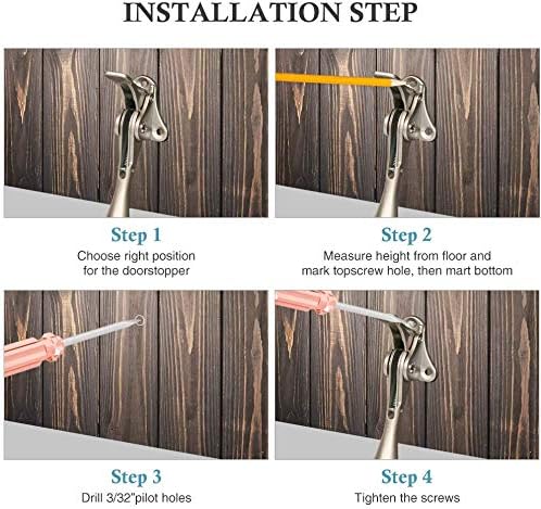 Door Stopper, One-Touch semi-Automatic Metal Door Stopper, with Non-Slip Rubber Tip for Wood, Concrete, Tiled, and Carpeted Floors (4inch x 20pack, Dark Grey)