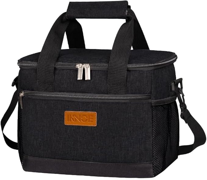 iknoe Insulated Lunch Bag, Foldable 8.5L Cooler Bag for Men & Women, Leakproof Thermal Design, Great for Office, Picnic, Travel, Lunch Box, Black