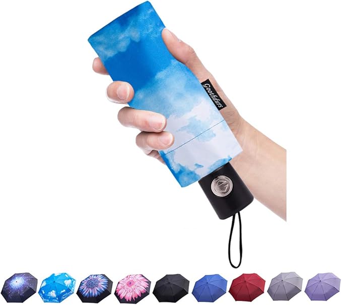 Goothdurs Automatic Mini Travel Windproof Umbrella Compact Auto Open/Close Small Lightweight Folding Rain Umbrellas for Women Men