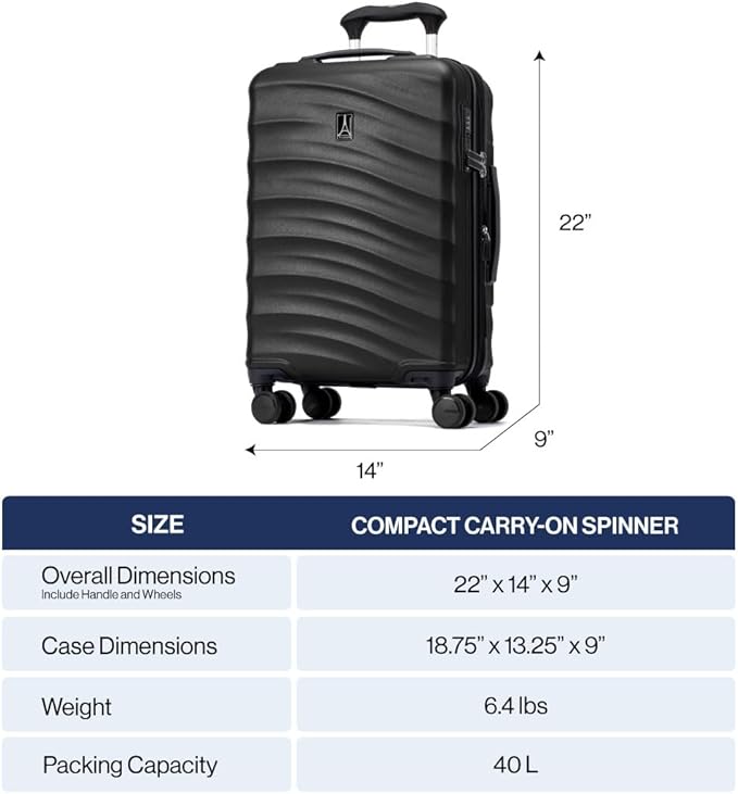 Travelpro Maxlite Air V2 Hardside Expandable Carry on Luggage, 8 Spinner Wheels, Lightweight Hard Shell Suitcase, TSA lock, Slate Green, Compact Carry On 20-Inch