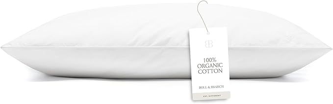 BOLL & BRANCH Down Alternative Pillow - Medium, Standard - Cooling Shell - Hypoallergenic Primaloft Luxury Down Alternative Fill - Superior Support