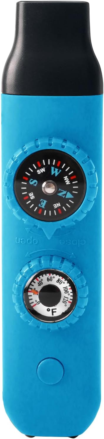 Multifunctional Survival Emergency Whistle for Kids with Compass Hiking Survival, Thermometer & Neck Lanyard | Emergency Safety Gear for Hiking, Camping, Kayaking, Boating, Climbing