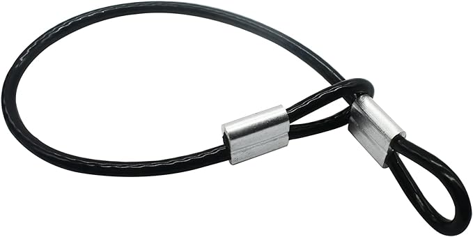 5 Pcs 4mm Wire 48 inch Vinyl Coated Stainless Steel Cable with Loops Short Wire Rope Lanyard Lock Security Chain Link for Outdoor Gates, Black(4mm x 48inch)