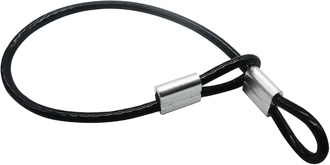 10 Pcs 4mm Wire 12 inch Vinyl Coated Stainless Steel Cable with Loops Short Wire Rope Lanyard Lock Security Chain Link for Outdoor Gates, Black(4mm x 12inch)