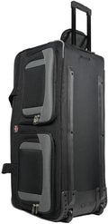 33" Rolling Duffle Bag with Wheels and Handle - Multiple Compartments/Compression Straps With Buckles Balck/Gray trim Large