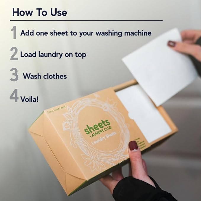 Sheets Laundry Club Laundry Detergent Sheets, 100 Loads - Lavender Scent, Eco-Friendly, Quick-Dissolving Formula, Hypoallergenic, Septic Safe, Plastic-Free Packaging - 50 Sheets