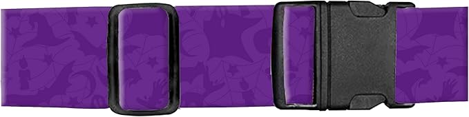 Luggage Straps for Suitcases, Adjustable Travel Belt, Durable Wide Luggage Strap, Cute Suitcase Strap Identifiers with Buckle, Bag Straps for Luggage, Purple Bats Skulls