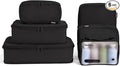 6 Set Compression Packing Cubes for Travel, Large Medium Small Luggage Organizers, Storage Bags for Clothes (6 Pack, Jet Black)