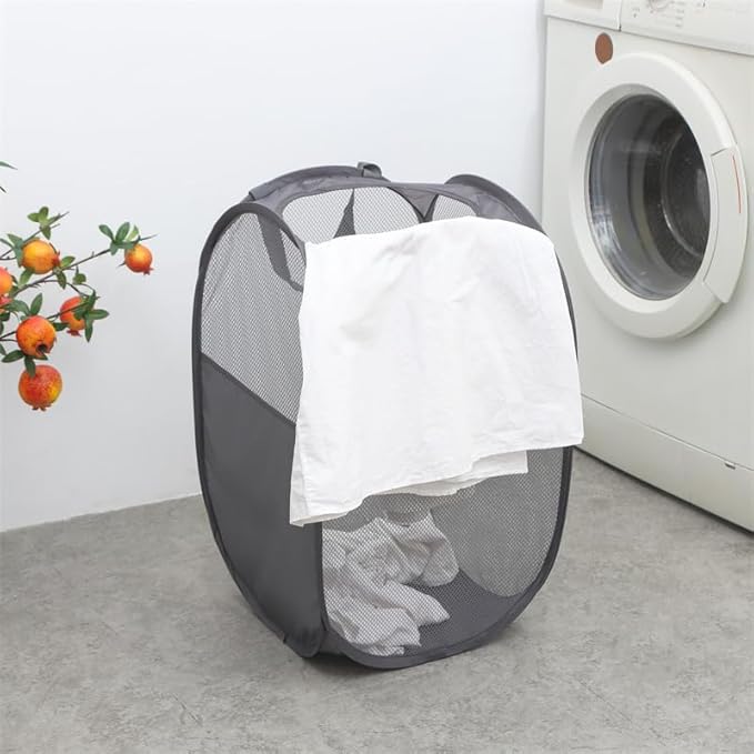 Pop Up Hampers 3 Pack with Extra Large Laundry Bags 6 Pack, Varied Colors Travel Laundry Bags 30"x40", Foldable Mesh Laundry Basket, for college dorm and apartment dwellers (9PCS)