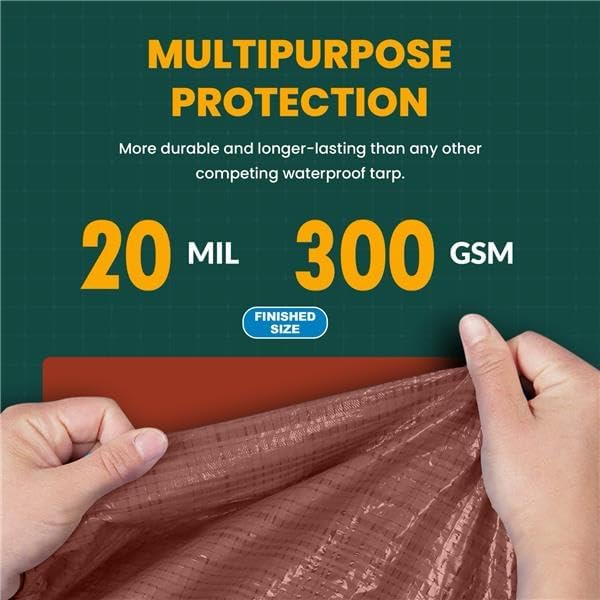 Large Waterproof Tarp - Heavy Duty 20 Mil Thick Poly Tarpaulin Ideal for Canopy Tents, Boats, RV or Pool Covers - Multipurpose Protective Tarps with Grommets for Indoor, Outdoor Use | 10' x 20' 2 Pack