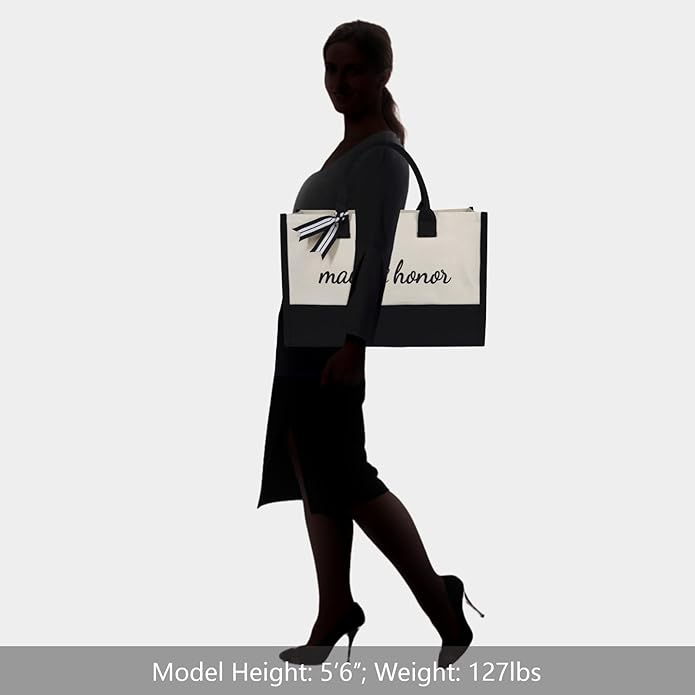 TOPDesign Canvas Tote Bag, Bridal Shower Gifts for Bride, Wedding Bachelorette Bride Gifts Shoulder Bag