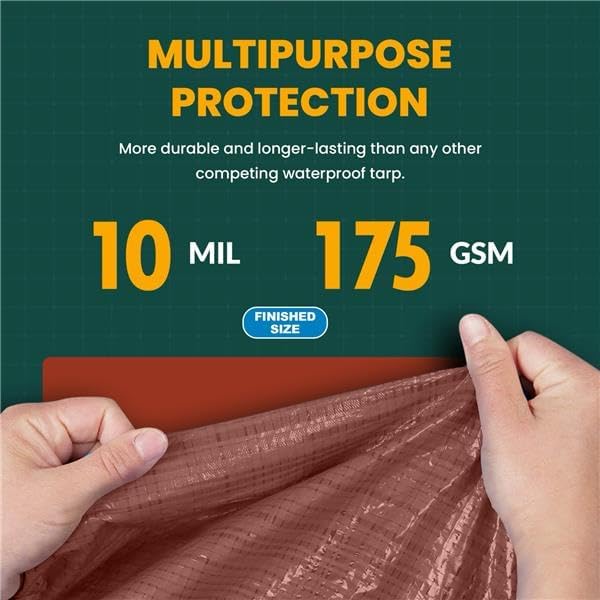 Large Waterproof Tarp - Heavy Duty 10 Mil Thick Poly Tarpaulin Ideal for Canopy Tents, Boats, RV or Pool Covers - Multipurpose Protective Tarps with Grommets for Indoor and Outdoor Use | 30' x 30'
