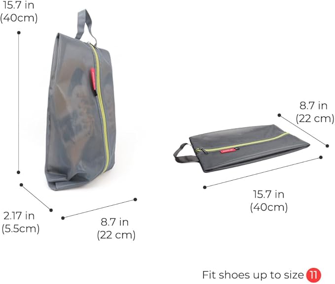 pack all Shoe Bag for Travel, Water-Resistant Shoe Pouch for Gym, Odor-Resistant Soccer Cleats Bag for Sport (Grey, 2-Pack)
