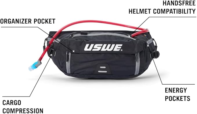 USWE Zulo Hydration Hip Pack - with Organizer and Side Pockets, Bounce Free Hip Belt (Crazy Yellow, 6L)
