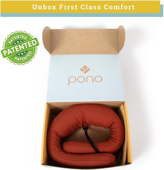 Pono Neck Cradle Travel Pillow: Memory Foam, Ergonomic 360° Adjustable Support, Prevents Neck Pain/Head Nods. Infinity Shape Fits All Adults. Foldable Design for Easy Portability (Twilight Slate)
