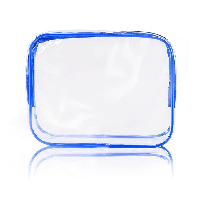 5Pcs Crystal Clear PVC Travel Toiletry Bag Kit for Women Men, Waterproof Vinyl Packing Organizer Storage Bags with Zipper Handle Straps, Cosmetic Pouch Carry on Airport Airline Compliant Bag Handbag