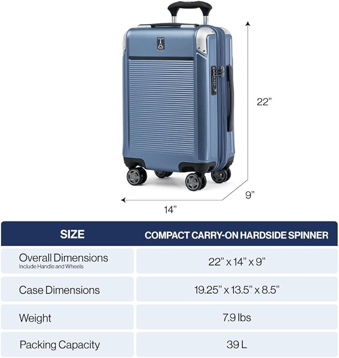 Travelpro Platinum Elite Hardside Expandable Carry on Luggage, 8 Wheel Spinner, TSA Lock, Hard Shell Polycarbonate Suitcase, Vintage Grey, Carry on 21-Inch