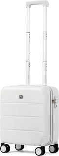 Hanke 16 Inch Underseat Carry On Luggage with Spinner Wheels Hard Shell Suitcases Mini Small Carry On Bag for Airline Approved TSA Luggage Lightweight Travel Suit Case(Smoke White)