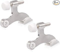 HOMOTEK 2 Pack Hinge Pin Satin Nickel Door Stopper,Adjustable Deluxe Heavy Duty Door Stopper 2-1/2"x1-3/4,with White Rubber Bumper Tips