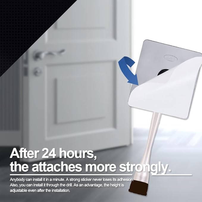 One-Touch Doorstop Adhesive Bracket (White, 6inch x 1pack)