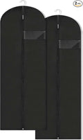 Dress Bags for Gowns Long, 65'' Garment Bags for Hanging Clothes, Suit Bag Cover for Storage and Travel, 2 Pack (Black)