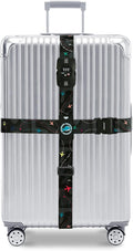 Travelkin Luggage Straps TSA Approved - Adjustable Cross Suitcase Straps with TSA Lock, Reinforced Buckle, Unique Pattern - Secure Heavy Duty Luggage Straps for Travel (Air Line Black)