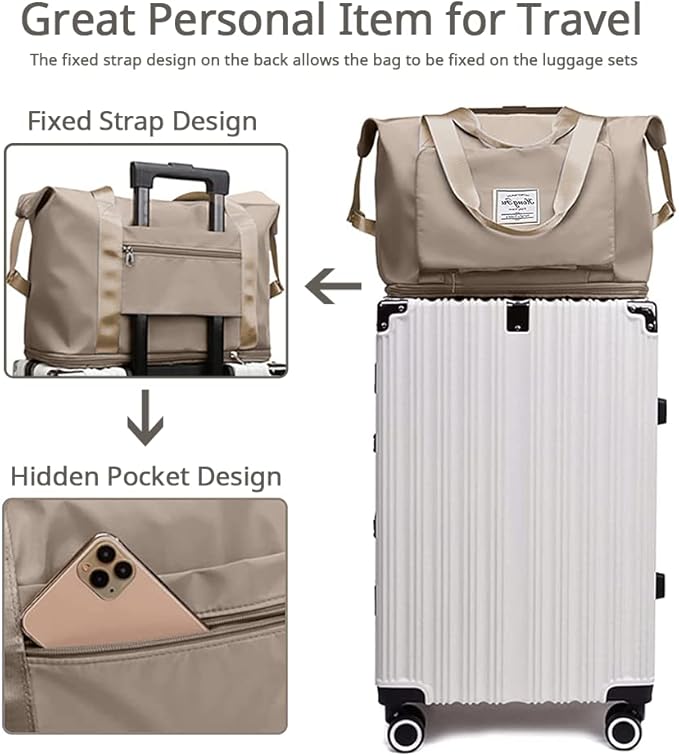 Large Capacity Foldable Travel Bag Expandable Portable Carry on Bag Dry&Wet Separation Sports Duffel Bags