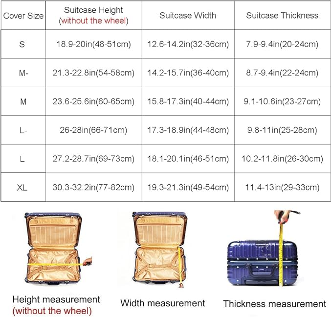 MosaiRudo Thicker Luggage Cover Elastic Suitcase Cover Protector Fits 18-32 Inch Suitcase Travel Accessories (TKM0097, M)