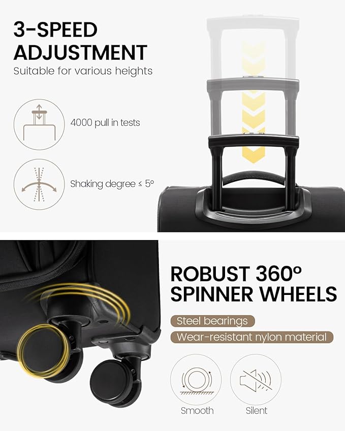 LOVEVOOK Carry On Luggage 22x14x9 Airline Approved, 22 Inch Softside Suitcases with Spinner Wheels, Lightweight Carry-on Suitcase with TSA Lock for Women Men, Large Luggage for Travel Business Trip