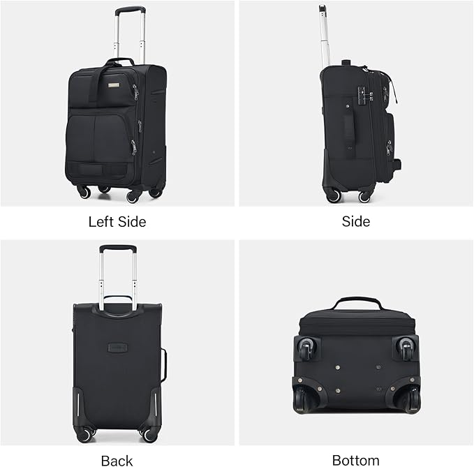 Hanke 28 Inch Softside Expandable Luggage with Spinner Wheels,Check Large Luggage Rolling Suitcase Travel Luggage with TSA Approved,Black