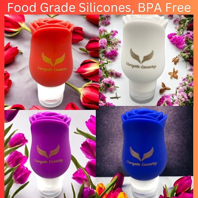 Vorgato Luxury- Silicone Travel Bottles for Toiletries - 3oz Silicone - TSA Approved - Refillable Travel Bottles 4pcs (White)