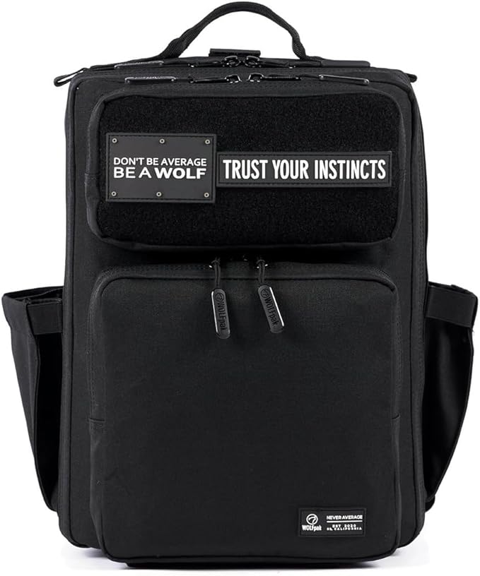 WOLFpak 15L Backpack - Alpha Black - Slim Everyday Carry Backpack for Men & Women, Water-Resistant Minimalist Daypack for Laptop & Travel
