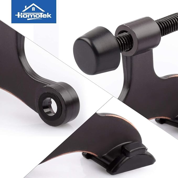 HOMOTEK 12 Pack Hinge Pin Oil Rubbed Bronze Door Stopper,Adjustable Deluxe Heavy Duty Door Stopper 2-1/2"x1-3/4”,with Black Rubber Bumper Tips