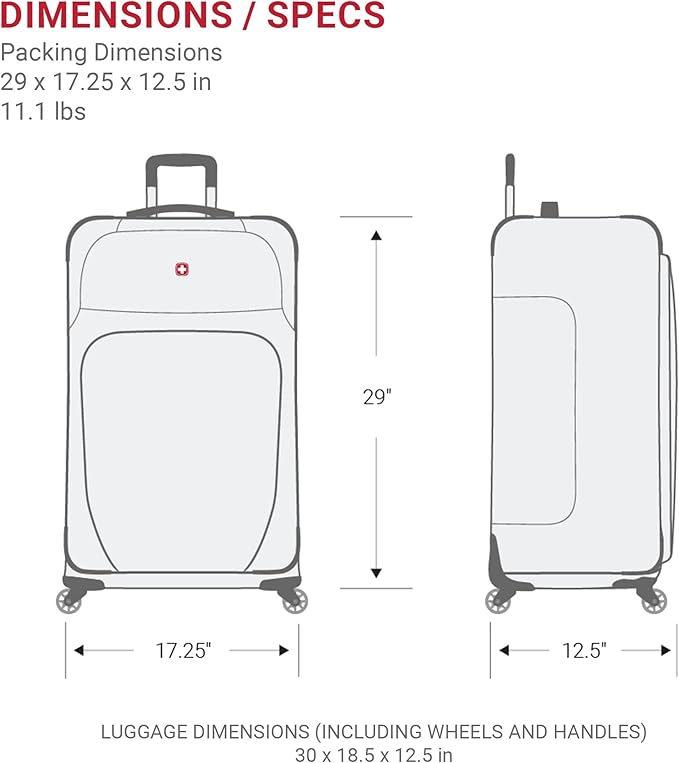 SwissGear Sion Softside Expandable Luggage, Blue, Checked-Large 29-Inch