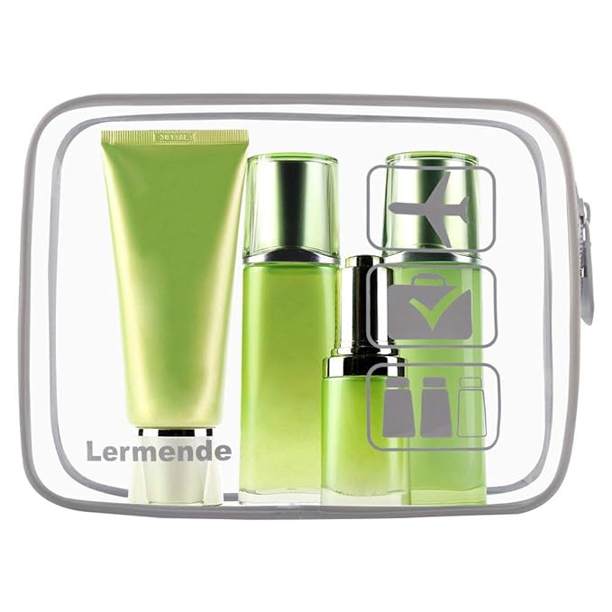 Lermende 2pcs Clear Toiletry Bag TSA Approved Travel Bag,Carry On for Travel,Airport Airline Accessories Compliant Bag,Quart Sized Makeup Cosmetic bag Women Men (Gray, 3 Pack)